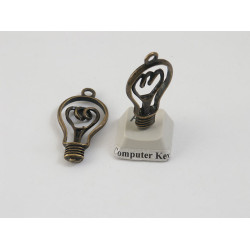 Lightbulb charm, double sided, ant. bronze