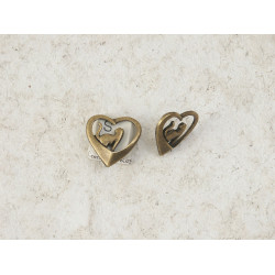 Charm, Cat in Heart, antiqued bronze