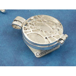 DISCOUNT! 24mm cast alloy Box Locket, round filigree, antique silver
