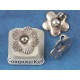 Charm, hanging flower, 13mm, NF antiqued silver