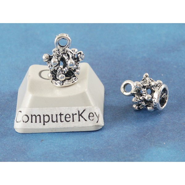 Tiny Crown charm, antiqued silver