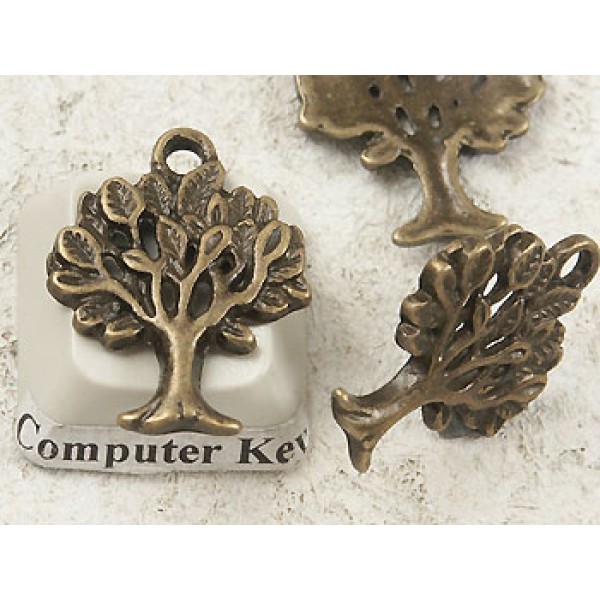 Charm, Tree, NF antiqued bronze, 20mm, bag of 20