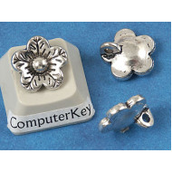 Charm, hanging flower, 12mm, antiqued silver