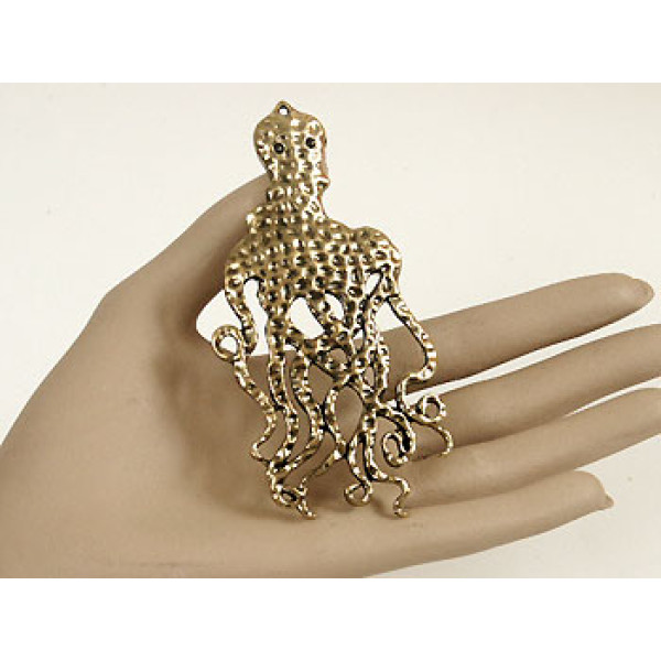 Ginormous Giant Octopus, antiqued goldy bronze 107mm