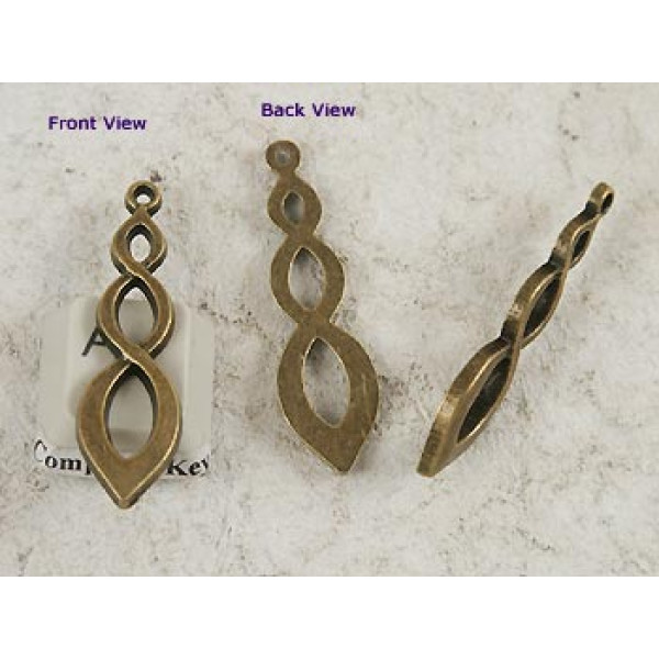 Charm / pendant, triple infinity, ant bronze