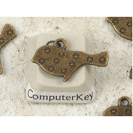 Charm, Bird sparrow, antiqued bronze, 21mm, bag of 10