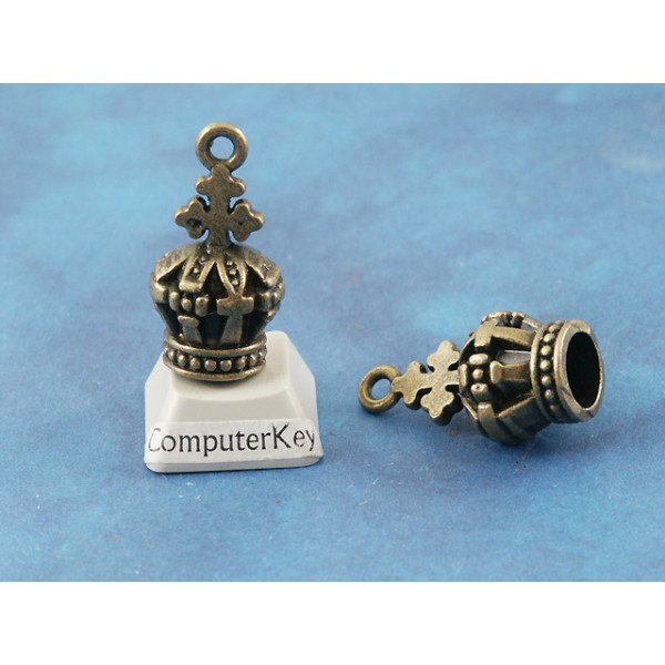 Charm, Crown, 14x26mm, NF antiqued bronze plate
