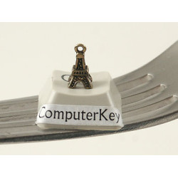 Charm, brass, Eiffel Tower, antiqued bronze