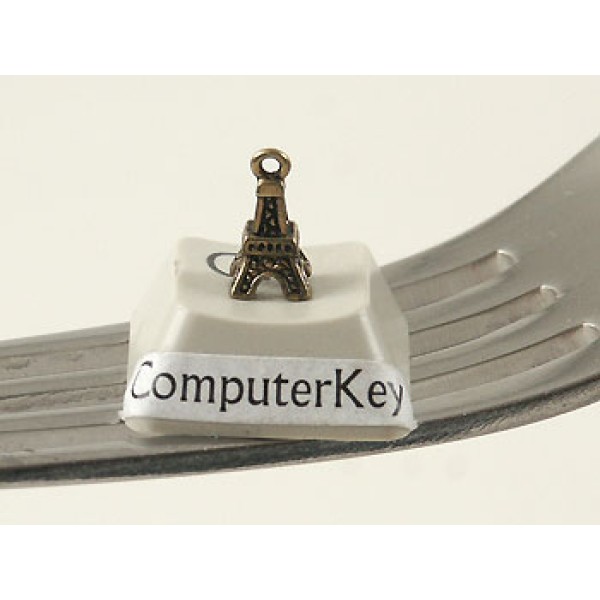 Charm, brass, Eiffel Tower, antiqued bronze