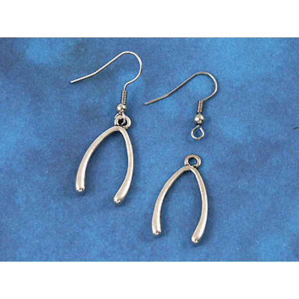 Wishbone, 24mm, antiqued silver