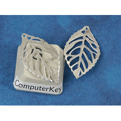 Filigree Leaf, 34x19mm, Nickle colour, bag of 20