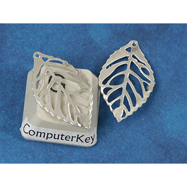 Filigree Leaf, 34x19mm, Nickle colour, bag of 20