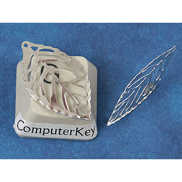 Filigree Leaf, 34x19mm, Nickle colour, bag of 20
