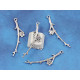 Blossom flower on branch, antique silver, per 20