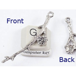 Blossom flower on branch, antique silver, per 20