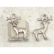 Charm, Deer, NF antiqued silver, 23mm, each