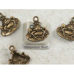 Charms, antiqued bronze Prince Charming Frog