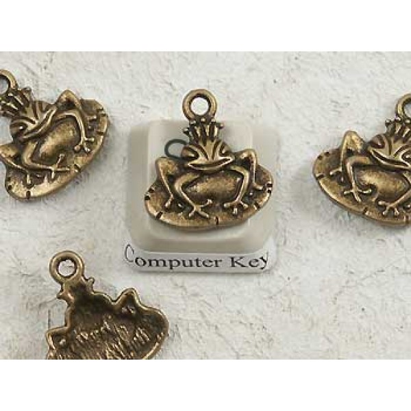 Charms, antiqued bronze Prince Charming Frog