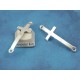 Connector, 43mm curved Cross, silver plate, 2 loops