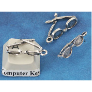 BULK PACK SECONDS Charms, Sunglasses, 21mm, antiqued silver, bag of 70