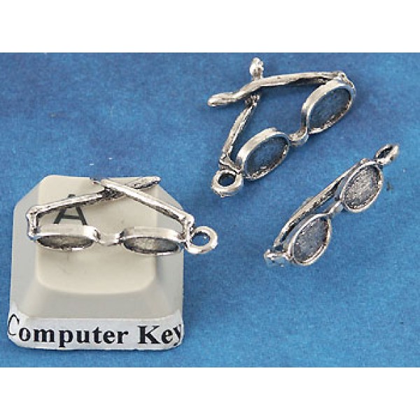 BULK PACK SECONDS Charms, Sunglasses, 21mm, antiqued silver, bag of 70
