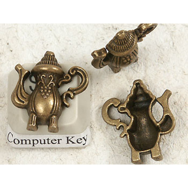 Charm, Teapot / Coffee pot, antiqued bronze, 19mm