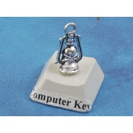 Charm, Hurricane Lantern, antiqued silver