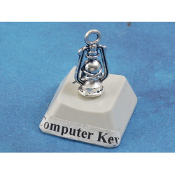 Charm, Hurricane Lantern, antiqued silver