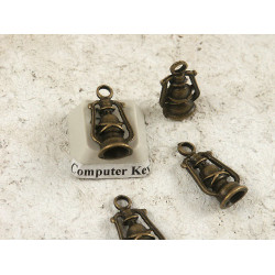 BULK PACK 20 Charms, Hurricane Lantern, antiqued bronze, bag of 20