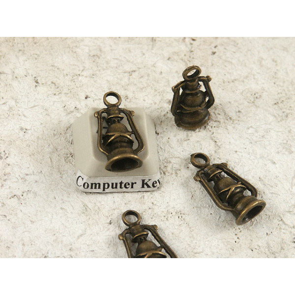 BULK PACK 20 Charms, Hurricane Lantern, antiqued bronze, bag of 20