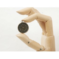 Watch clock charm, single sided, ant. bronze