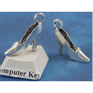 Charm, High Heel Shoe, antiqued silver, per 10pcs