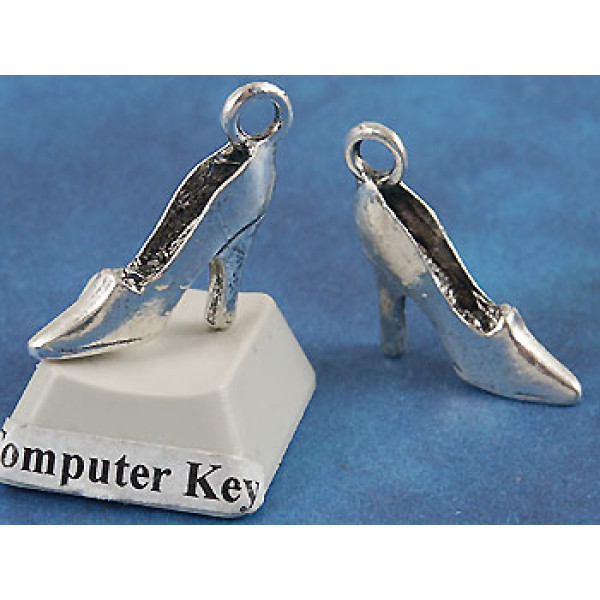 Charm, High Heel Shoe, antiqued silver, per 10pcs