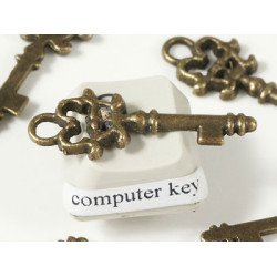 Key, 30mm long, NF antiqued bronze, bag of 20
