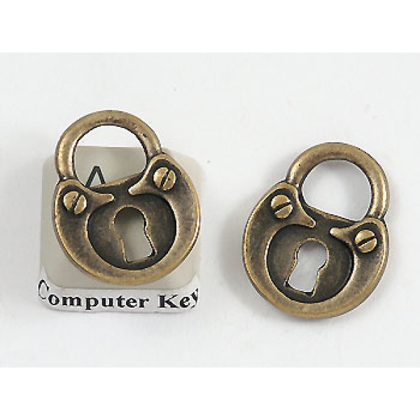 Charm, Padlock, 21mm, ant brass