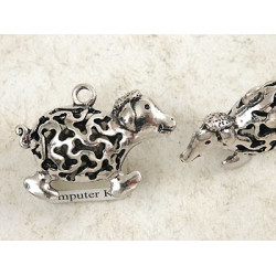 Woolly Sheep charm, antiqued silver, 33mm