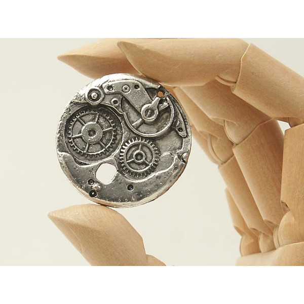 SECONDS: Watch clock Time Machine Charm Pendant 38mm, ant silver