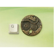 Watch clock Time Machine Charm Pendant 38mm, ant bronze