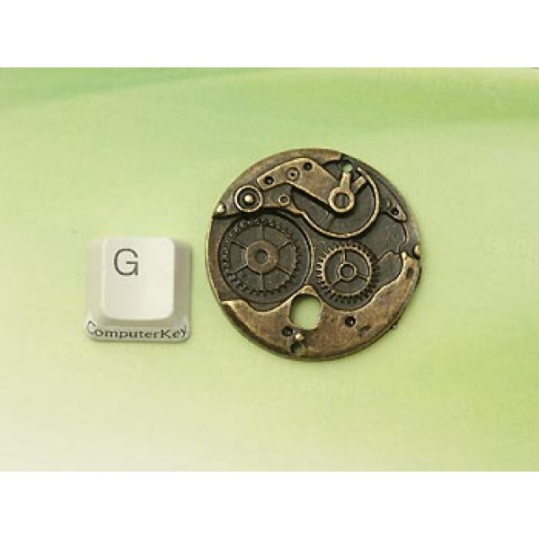 Watch clock Time Machine Charm Pendant 38mm, ant bronze