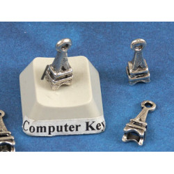 Charm, Eiffel Tower, 15mm, antiqued silver