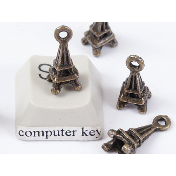 Charm, Eiffel Tower, 15mm, antiqued bronze