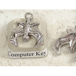Charm, Bat, antiqued silver, 18mm