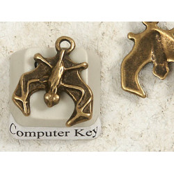 Charm, Bat, antiqued bronze, 18mm