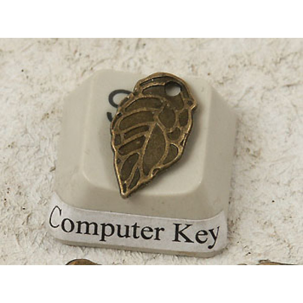 Charm, Leaf, antiqued bronze, 16mm, bag of 20