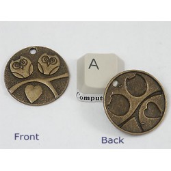 Owl Love Birds with Heart pendant 25mm, ant bronze
