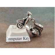 Charm, Scooter motorcycle, antiqued silver, bag of 20