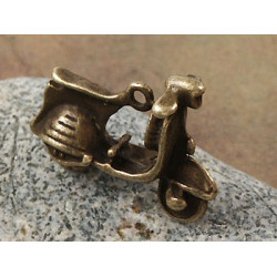 Charm, Scooter motorcycle, antiqued bronze