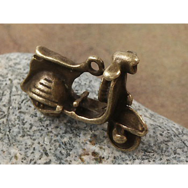 Charm, Scooter motorcycle, antiqued bronze