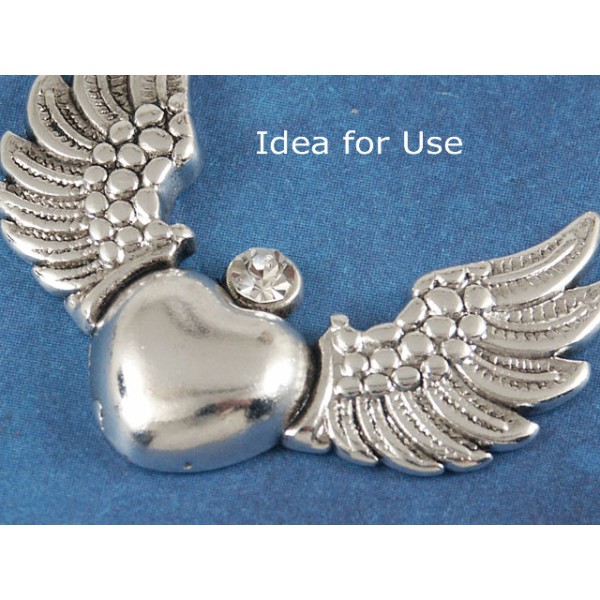 My Heart has Wings, NF Antique Silver, 28x36mm