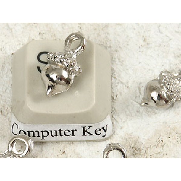 Charm, Acorn 13x7mm, nickel colour